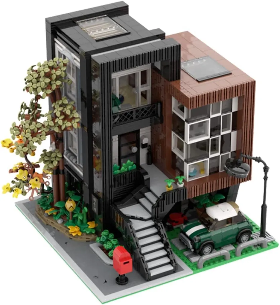 HEA-ON-JEA Villa Modular Building Blocks, MOC House Model Set,Chic Street View Building Toy Model Construction Toy for Adult Mork10205(3294 Pieces)