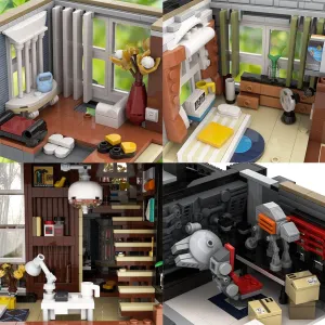 HEA-ON-JEA Villa Modular Building Blocks, MOC House Model Set,Chic Street View Building Toy Model Construction Toy for Adult Mork10205(3294 Pieces)