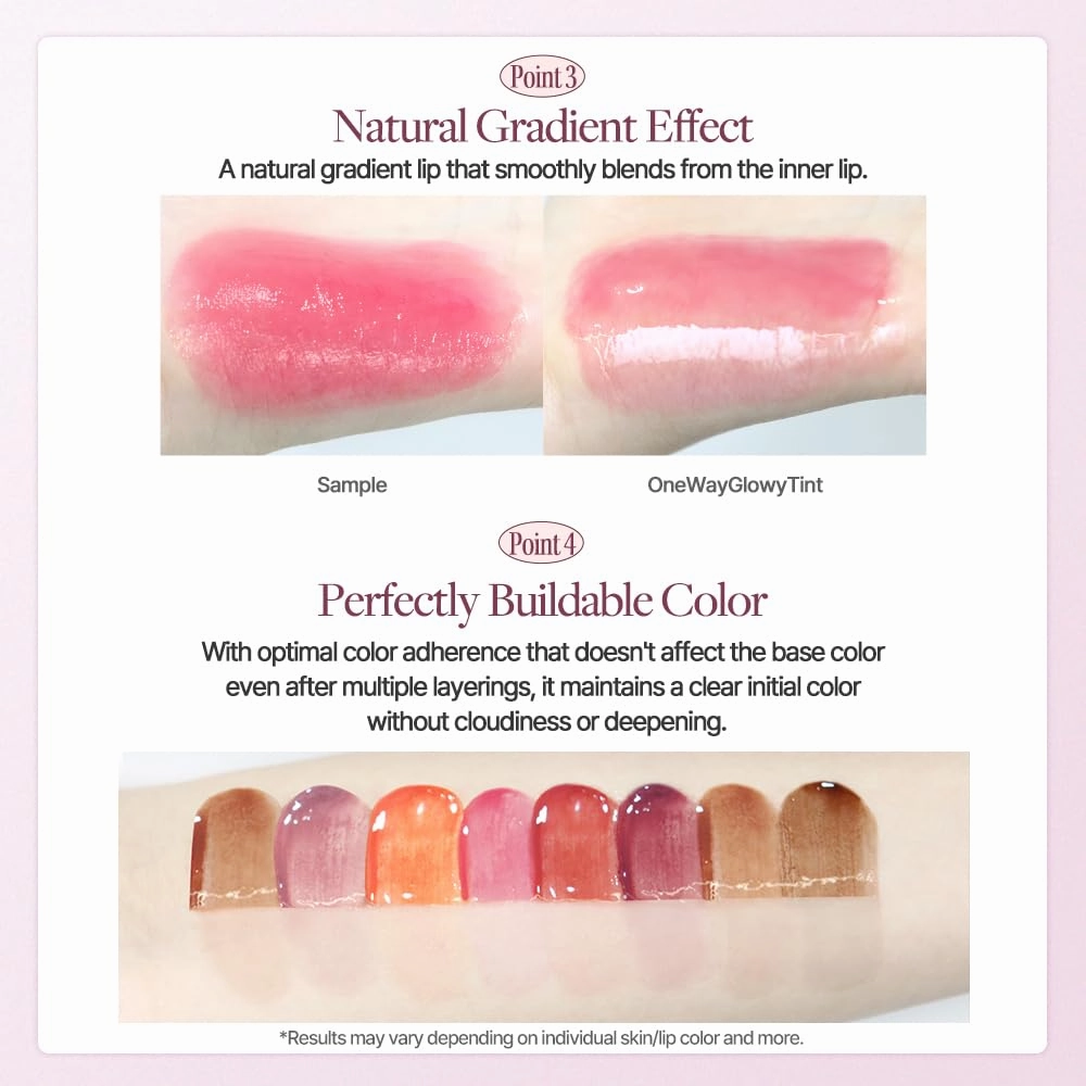 Heart Percent Dote On Mood One Way Glowy Tint, Glass-like High Shine Glossy Finish w/Long-Lasting Luminous Color Lip Stain for Glowy Look, #09.Peachy Milk