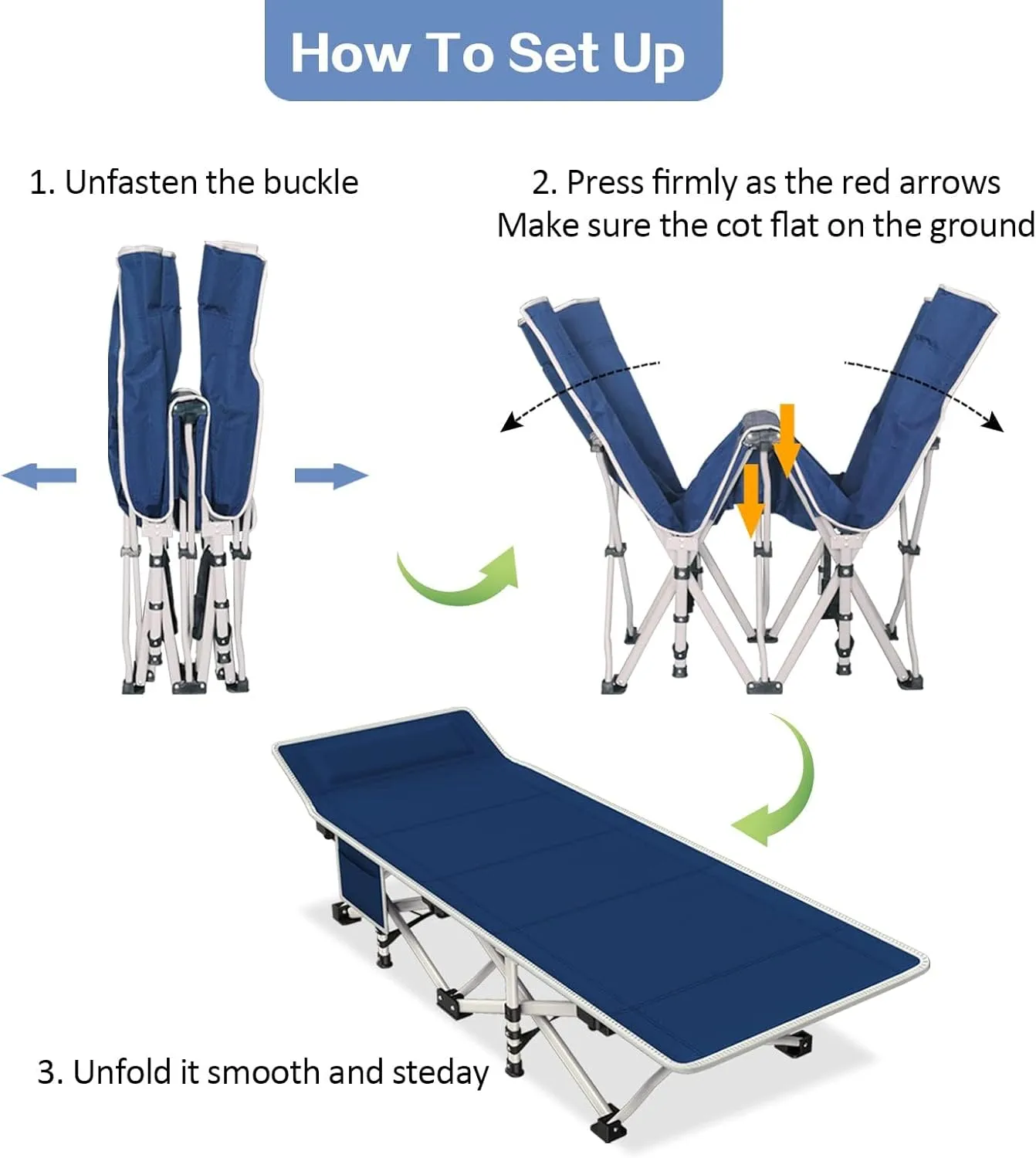 Heavy Duty Camping Cot with Comfortable Mattress & Carry Bag - Folding Sleeping Bed for Adults, Easy to Set Up - Ideal for Outdoor, Indoor, Home Office Nap, and Vacation.