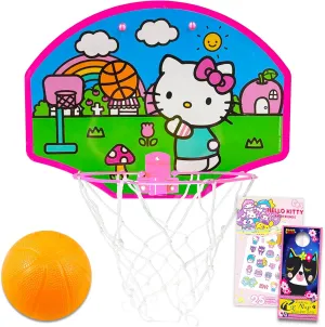 Hello Kitty Basketball Hoop Bundle - Indoor Hoop Plus Tattoos & More | Kitty Toys & Games for Kids