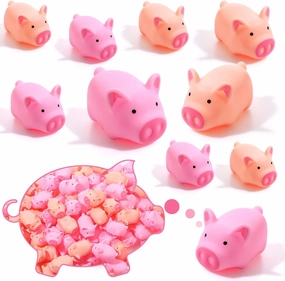Hestya 100 Pieces Rubber Pig Bath Toy Mini Float Pink Pigs Toys for Baby Shower Birthday Gifts Party Favors 1.37 x 1.96 Inches