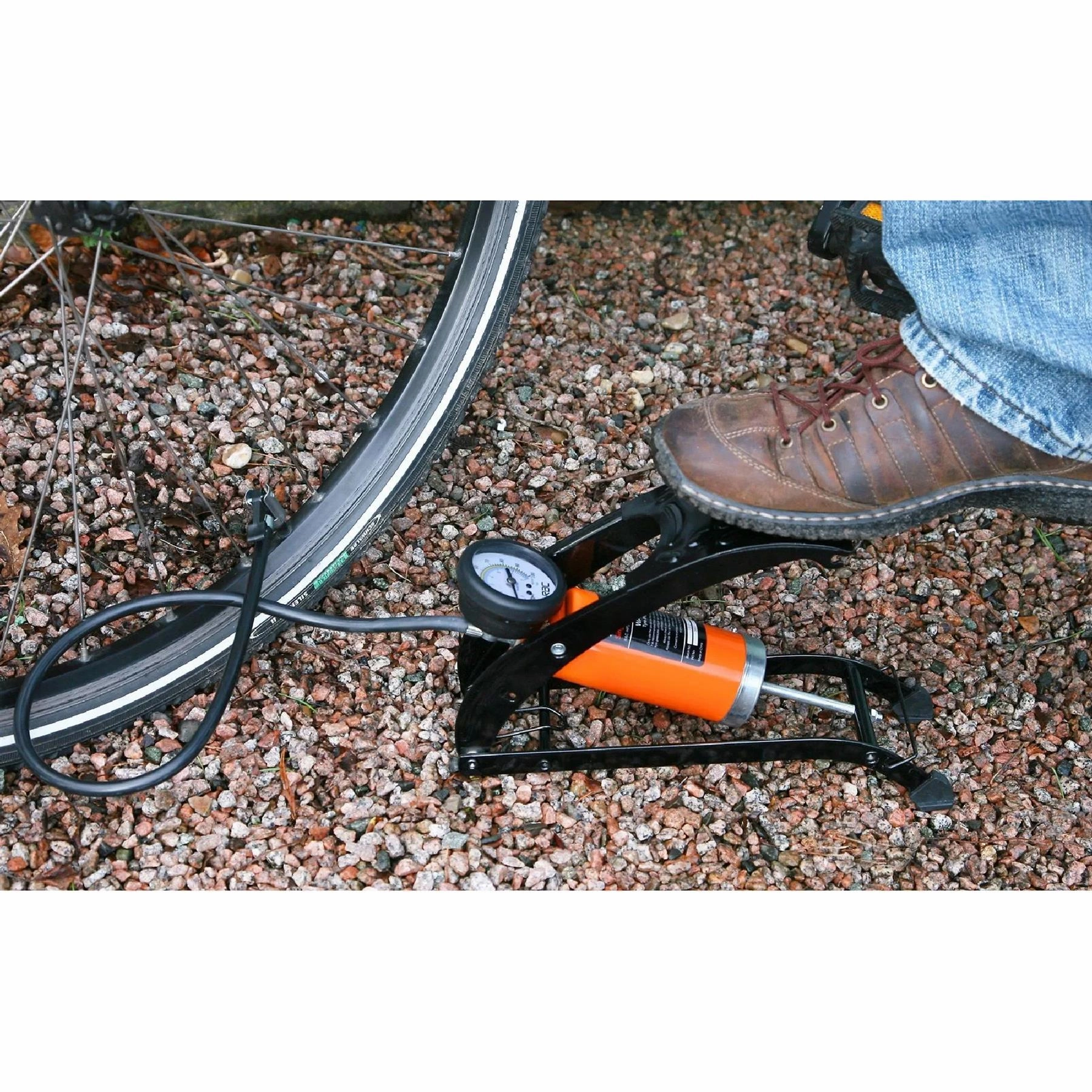 Hilka Heavy Duty Foot Pump Single Barrel Cylinder Car Van Bike Tyre Air Inflator