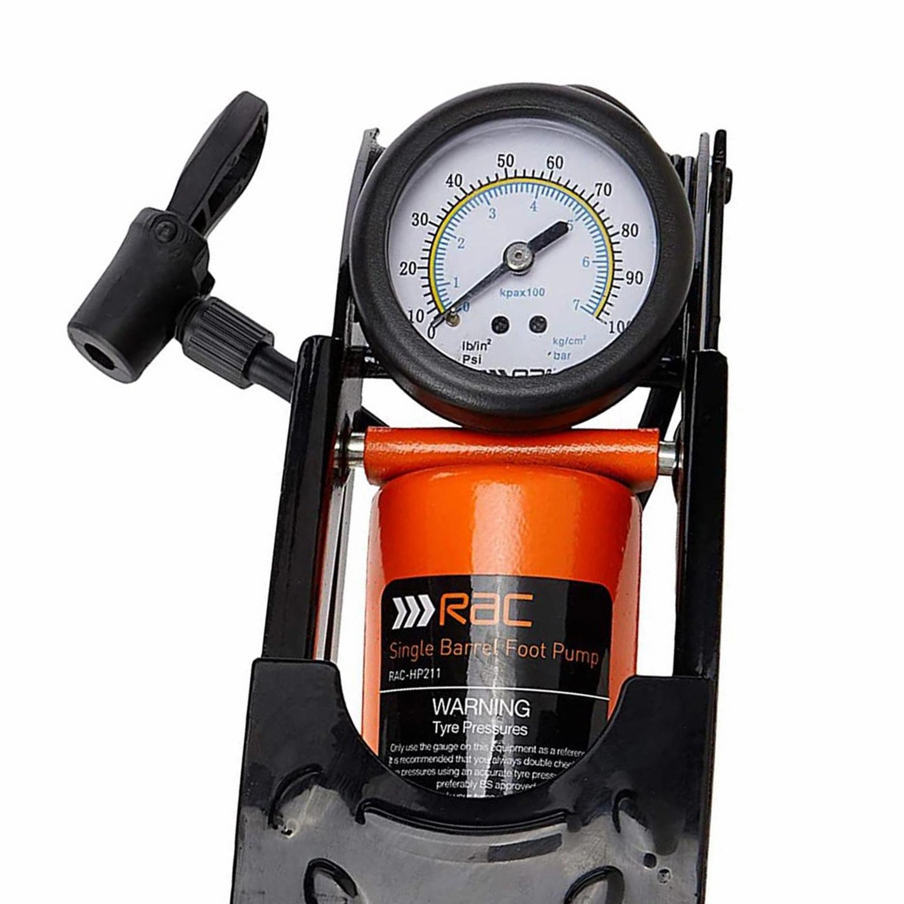 Hilka Heavy Duty Foot Pump Single Barrel Cylinder Car Van Bike Tyre Air Inflator