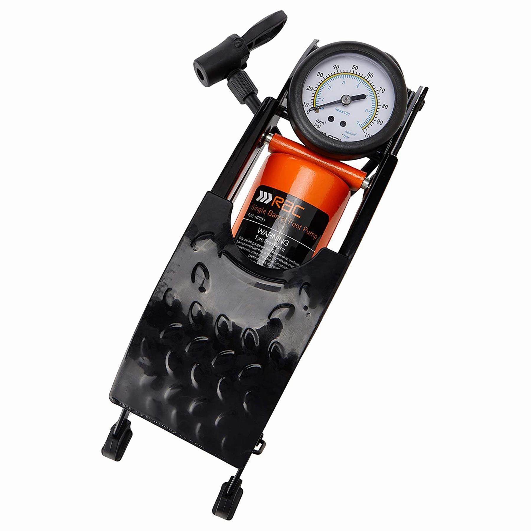 Hilka Heavy Duty Foot Pump Single Barrel Cylinder Car Van Bike Tyre Air Inflator