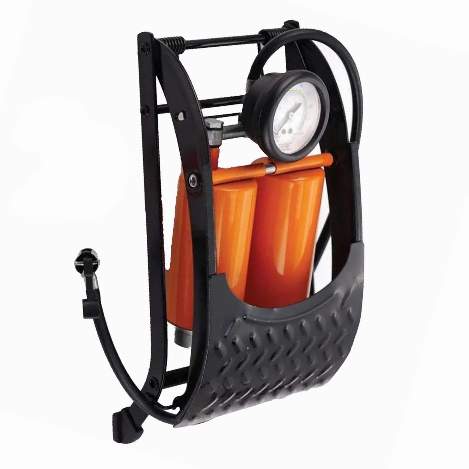 Hilka RAC Double Barrel Foot Pump Sturdy Construction with Analogue Gauge