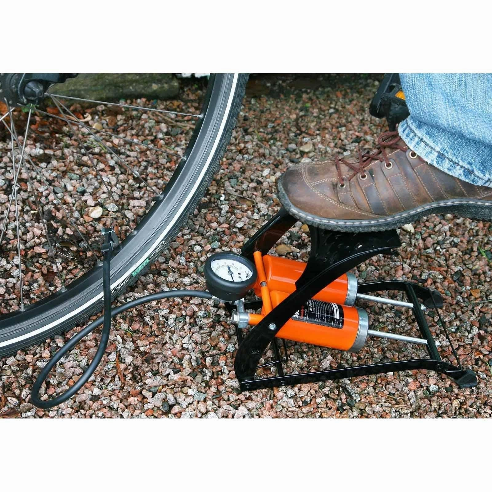Hilka RAC Double Barrel Foot Pump Sturdy Construction with Analogue Gauge