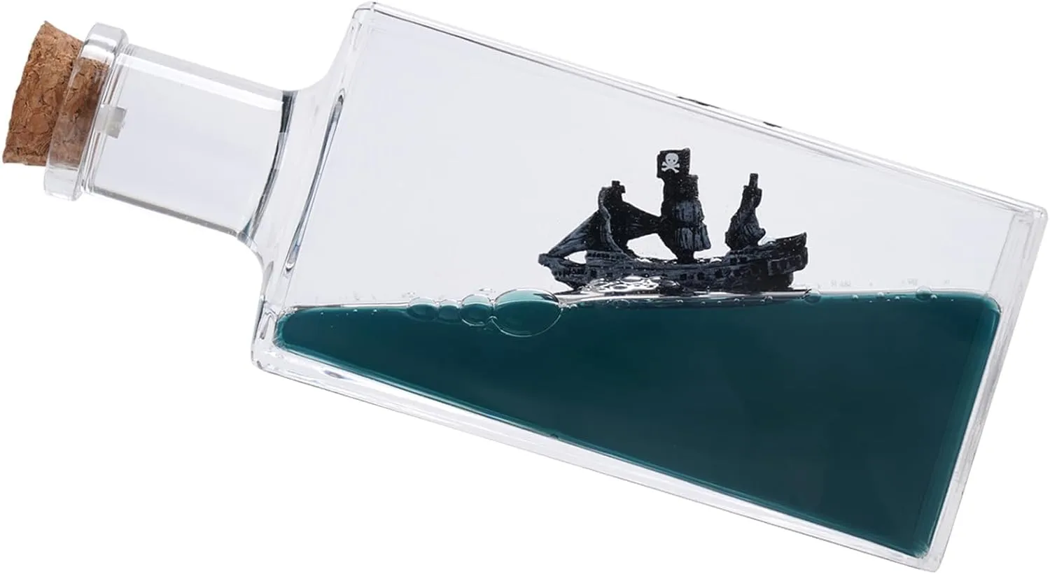 Honsheng Unsinkable Black Pearl Pirate Simulator Toy Wavey Boat in a Box Liquid Wave Cruise Fluid Ship Decoration Ornament for Car Decoration Paperweight Desk Toy Gifts