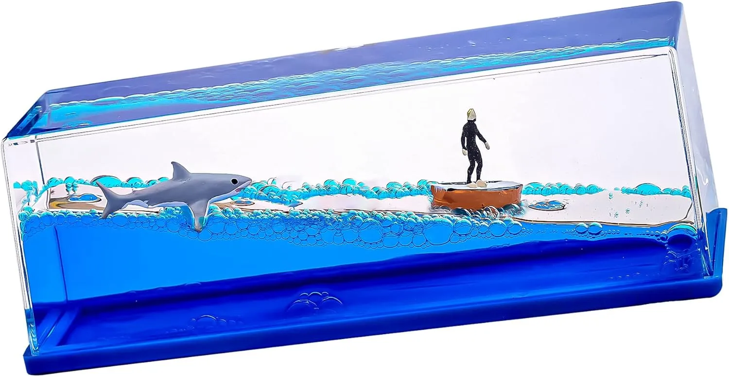 Honsheng Unsinkable Surfing Boy Wave Boat Fluid Toy in a Box bottle Acrylic Paperweight Desk Decorations Toy Gifts Liquid Wave Cruise Fluid Ship Ornament for Car