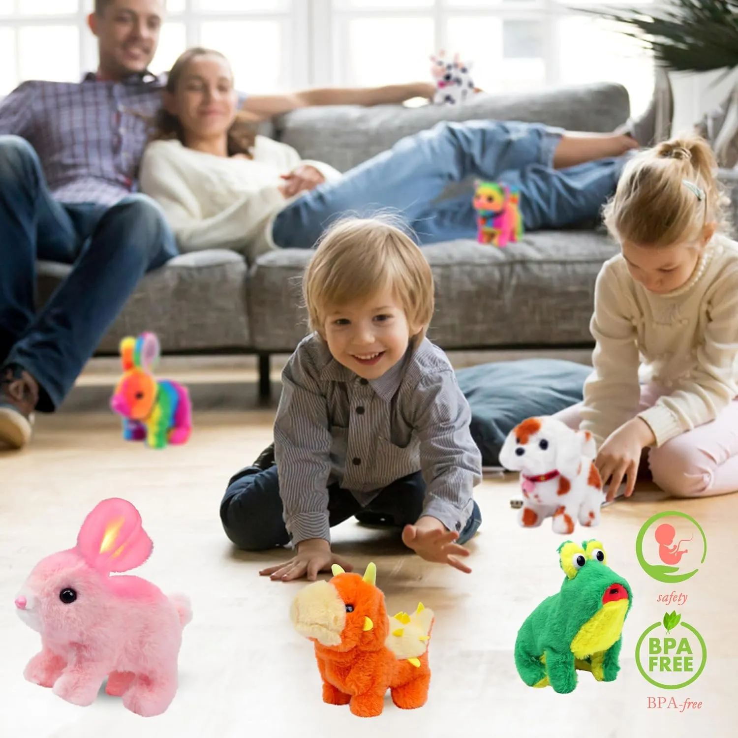 Hopearl Jumping Croaking Frog Interactive Electronic Pet Leapfrogging Plush Toy with Sounds and Movements Animated Stick Out Tongue Frog Gifts for Toddlers Birthday, 6''