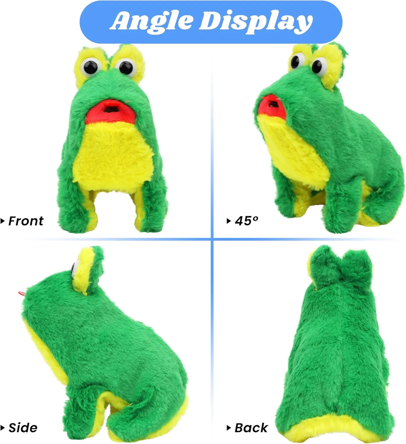Hopearl Jumping Croaking Frog Interactive Electronic Pet Leapfrogging Plush Toy with Sounds and Movements Animated Stick Out Tongue Frog Gifts for Toddlers Birthday, 6''
