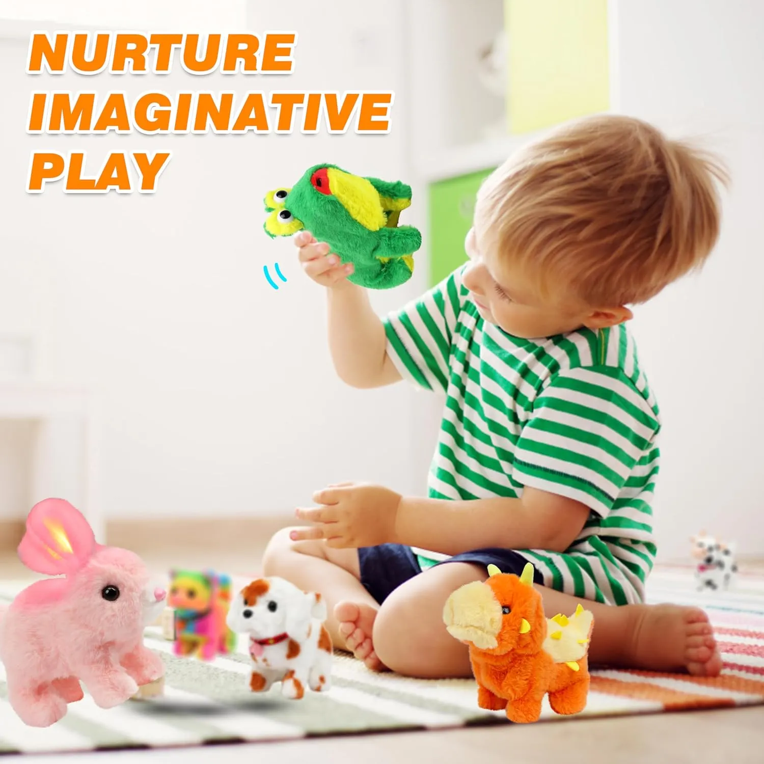 Hopearl Jumping Croaking Frog Interactive Electronic Pet Leapfrogging Plush Toy with Sounds and Movements Animated Stick Out Tongue Frog Gifts for Toddlers Birthday, 6''