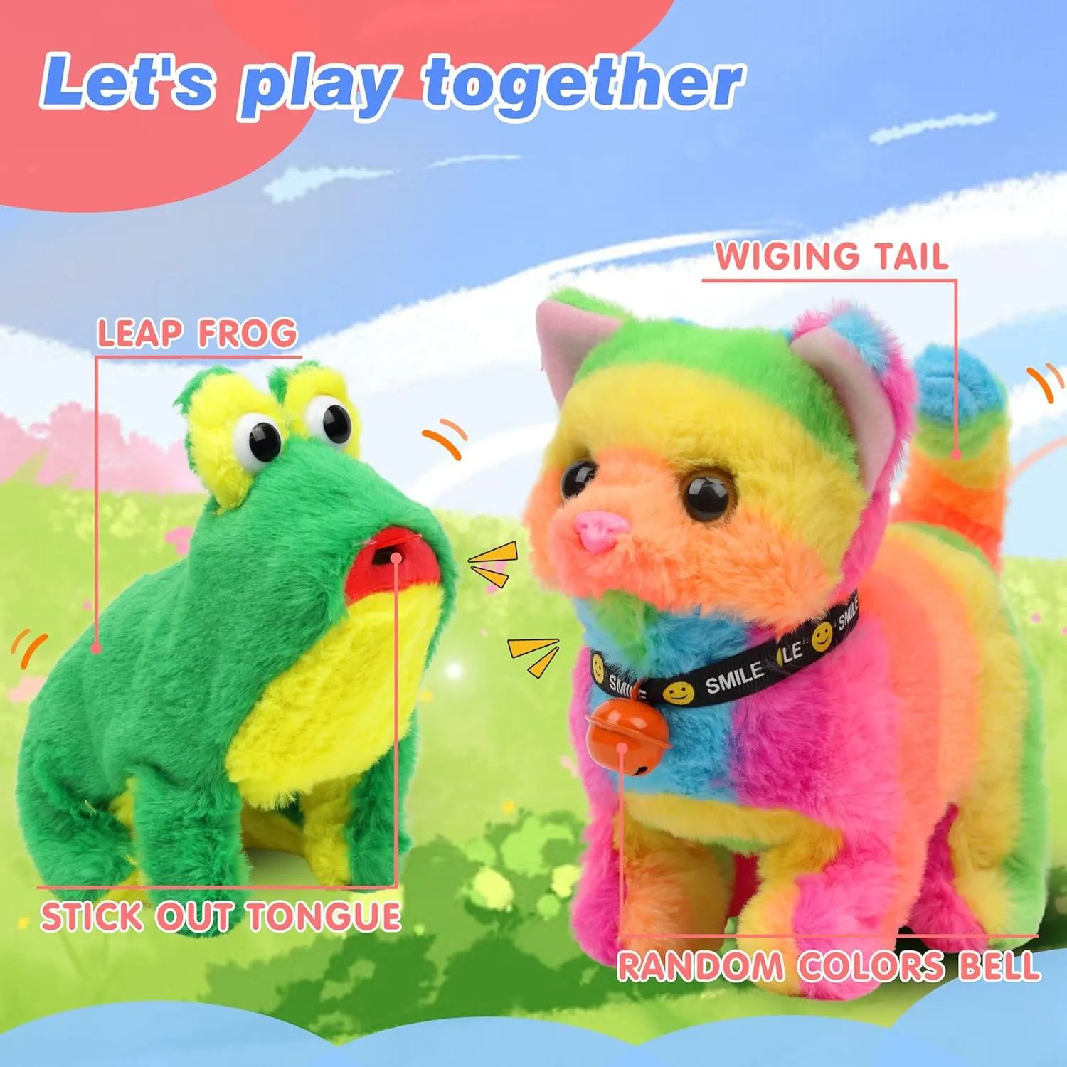 Hopearl Jumping Croaking Frog Interactive Electronic Pet Leapfrogging Plush Toy with Sounds and Movements Animated Stick Out Tongue Frog Gifts for Toddlers Birthday, 6''