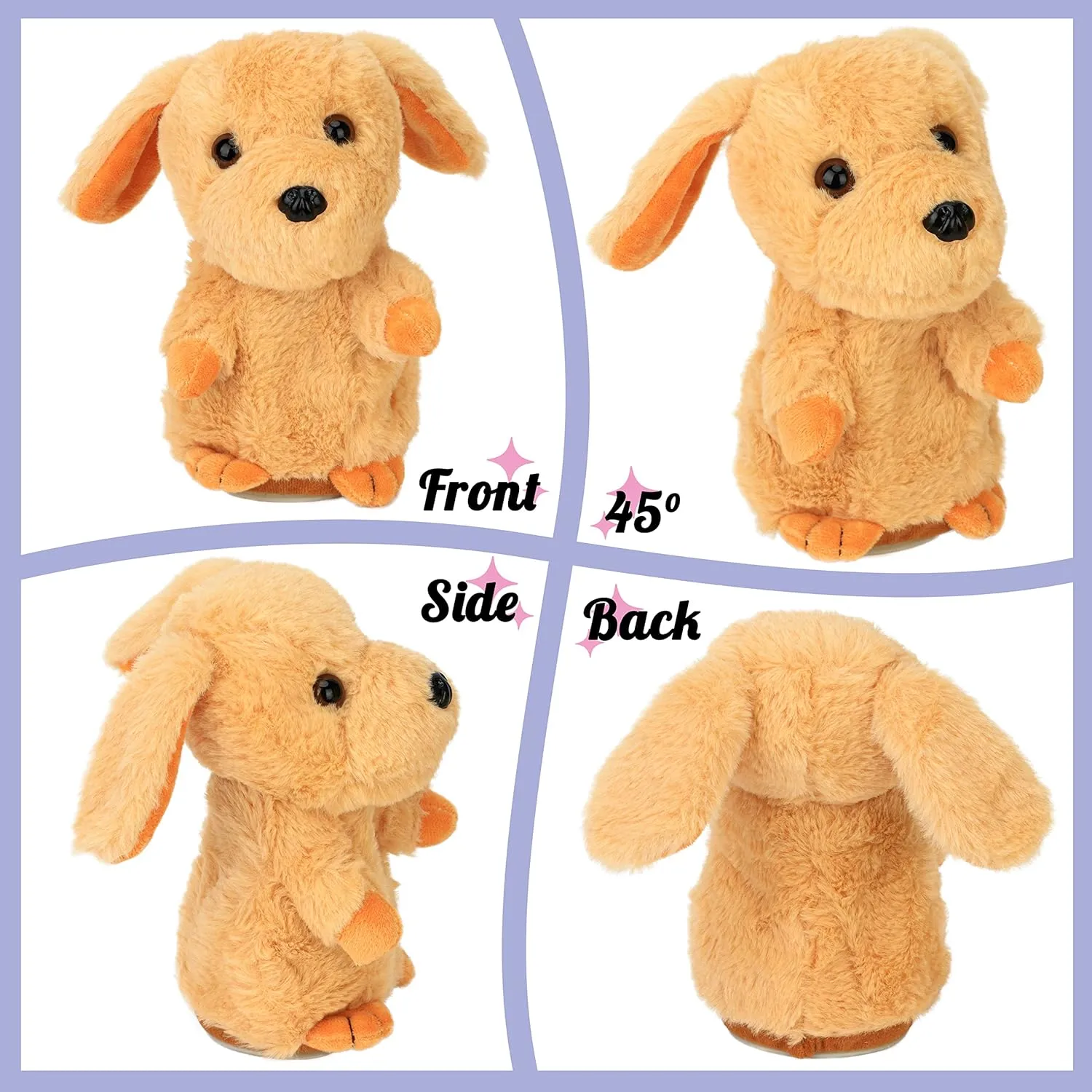 Hopearl Talking Puppy Repeats What You Say Dog Nodding Electric Interactive Animated Toy Speaking Plush Buddy Gift for Toddlers, Brown, 7''