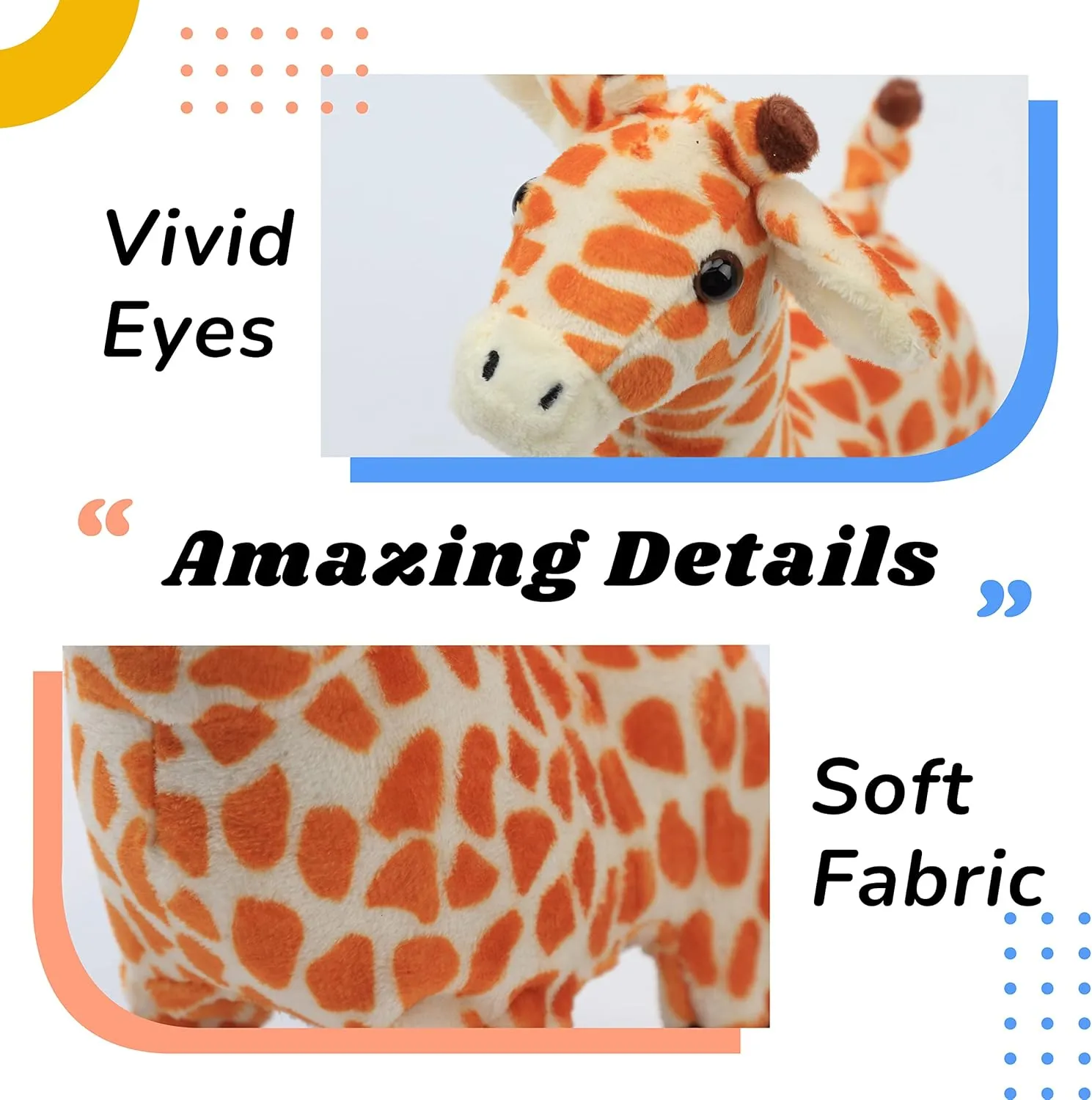 Hopearl Walking Giraffe Interactive Electronic Pet Plush Jirafa Toy with Sounds and Movements Animated Shaking Tail Gifts for Toddlers Birthday, Brown, 9''