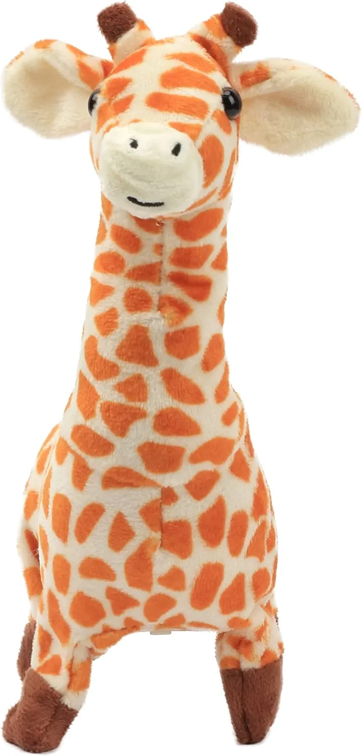 Hopearl Walking Giraffe Interactive Electronic Pet Plush Jirafa Toy with Sounds and Movements Animated Shaking Tail Gifts for Toddlers Birthday, Brown, 9''