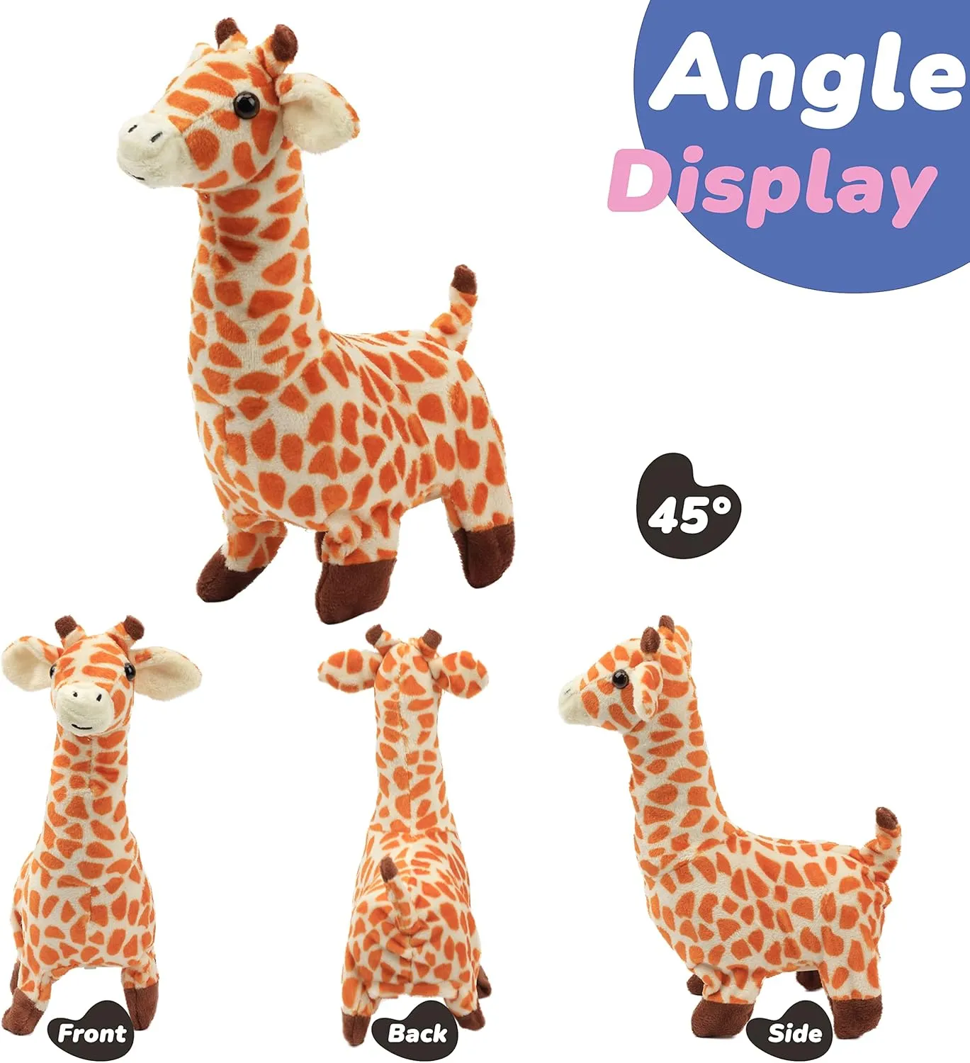 Hopearl Walking Giraffe Interactive Electronic Pet Plush Jirafa Toy with Sounds and Movements Animated Shaking Tail Gifts for Toddlers Birthday, Brown, 9''