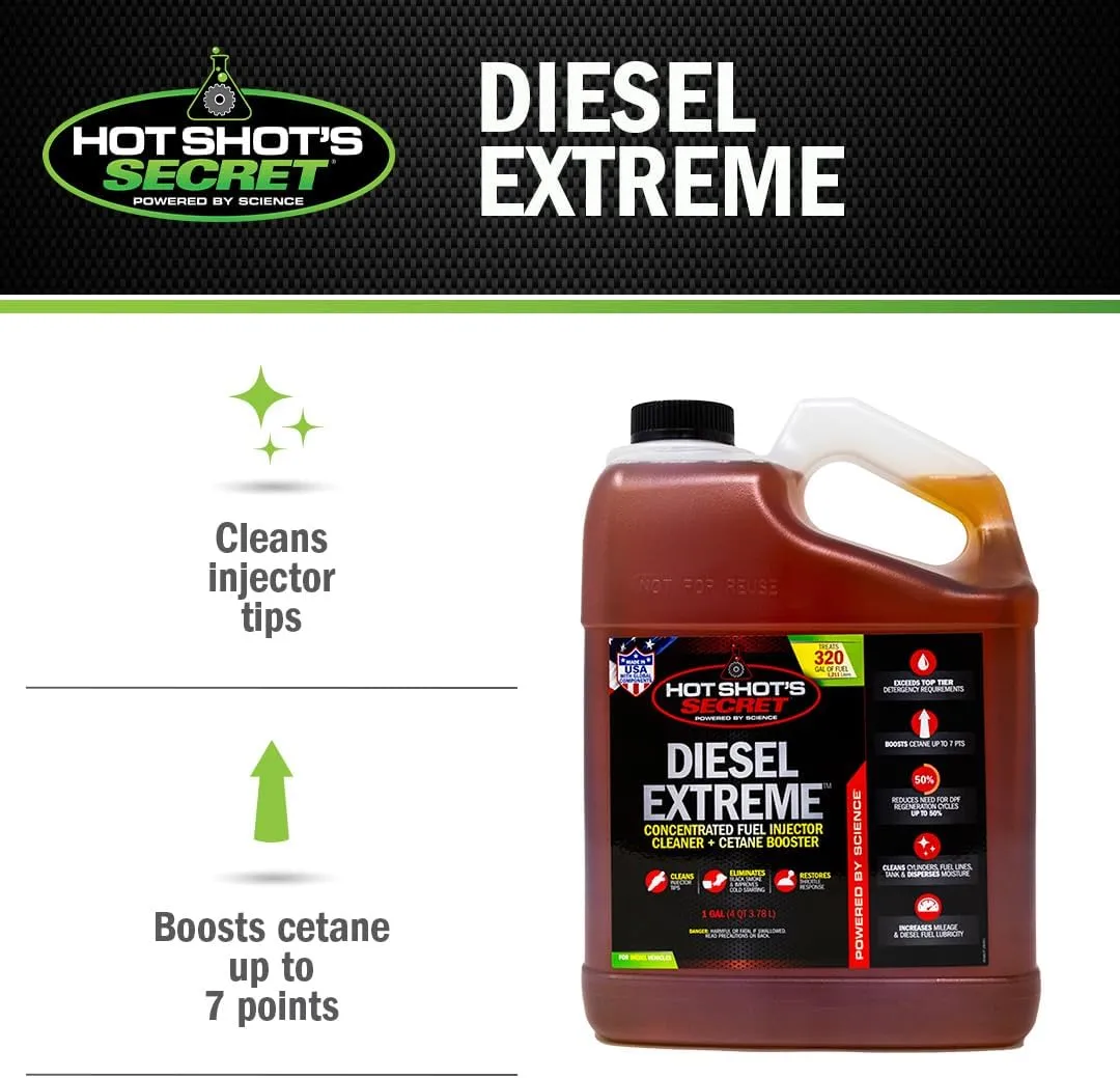 Hot Shot's Secret Diesel Extreme 1 Gallon, Concentrated Fuel System Cleaner, Diesel Fuel Additive, Injector Cleaner - Increases MPG & Restores Engine Performance