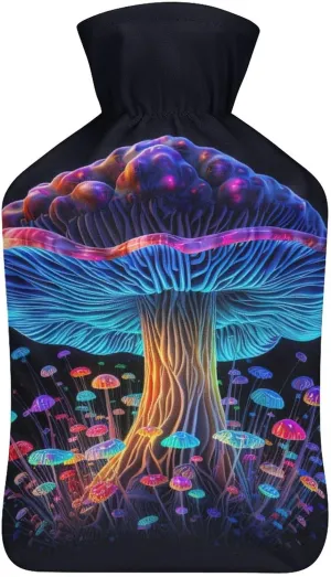 Hot Water Bottle with Soft Cover, Psychedelic 1L Warm Water Bag for Menstrual Cramps, Fungus Neck and Shoulder Pain Relief, Ideal for Hand & Feet Warmer for Kids, Men & Women, Hot & Cold Compress