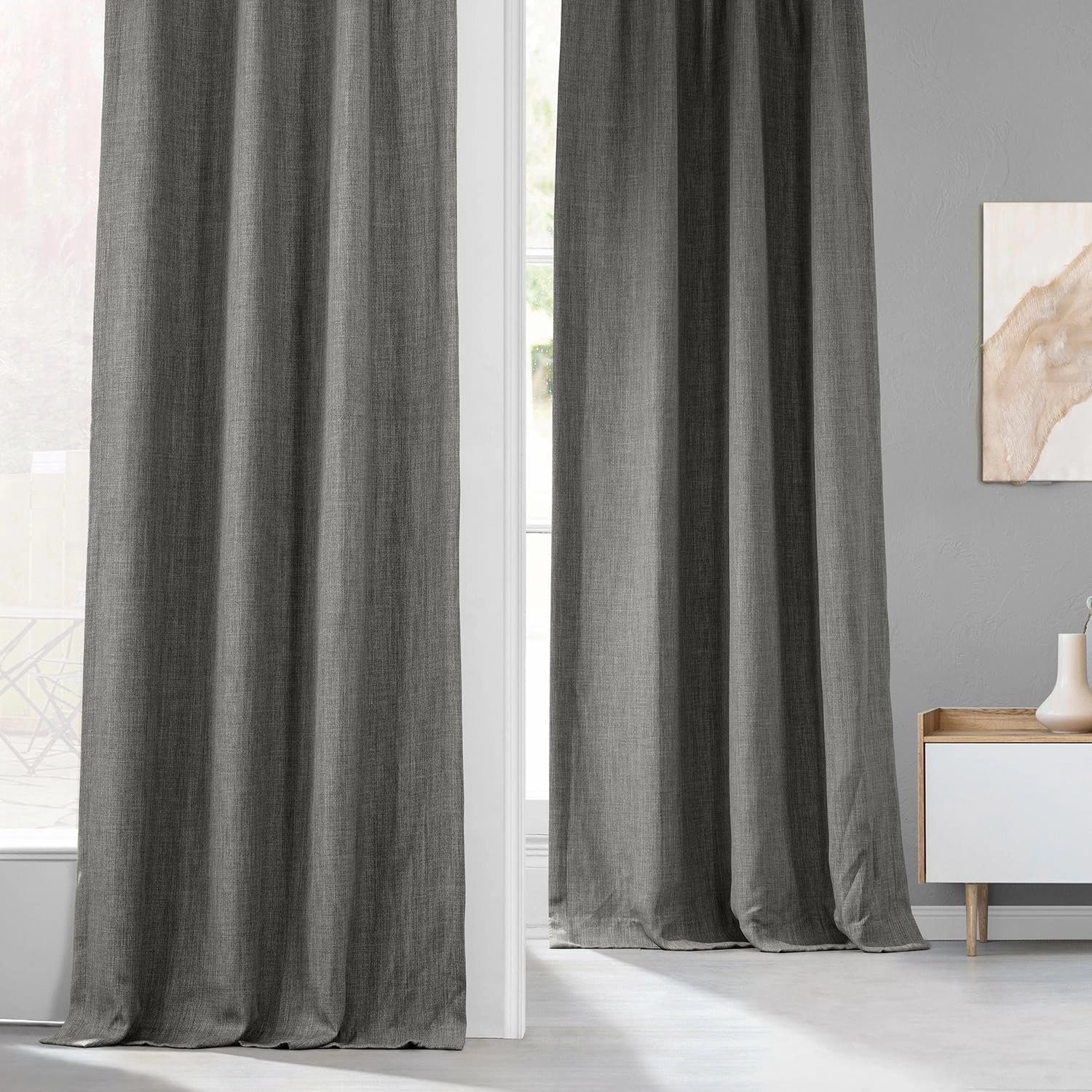 HPD Half Price Drapes - Faux Linen Curtains for Living Room (1 Panel) - 50W X 108L - Textured Room Darkening Curtains for Bedroom 108 Inches Long - Drapes for Home Decor, Blazer Grey