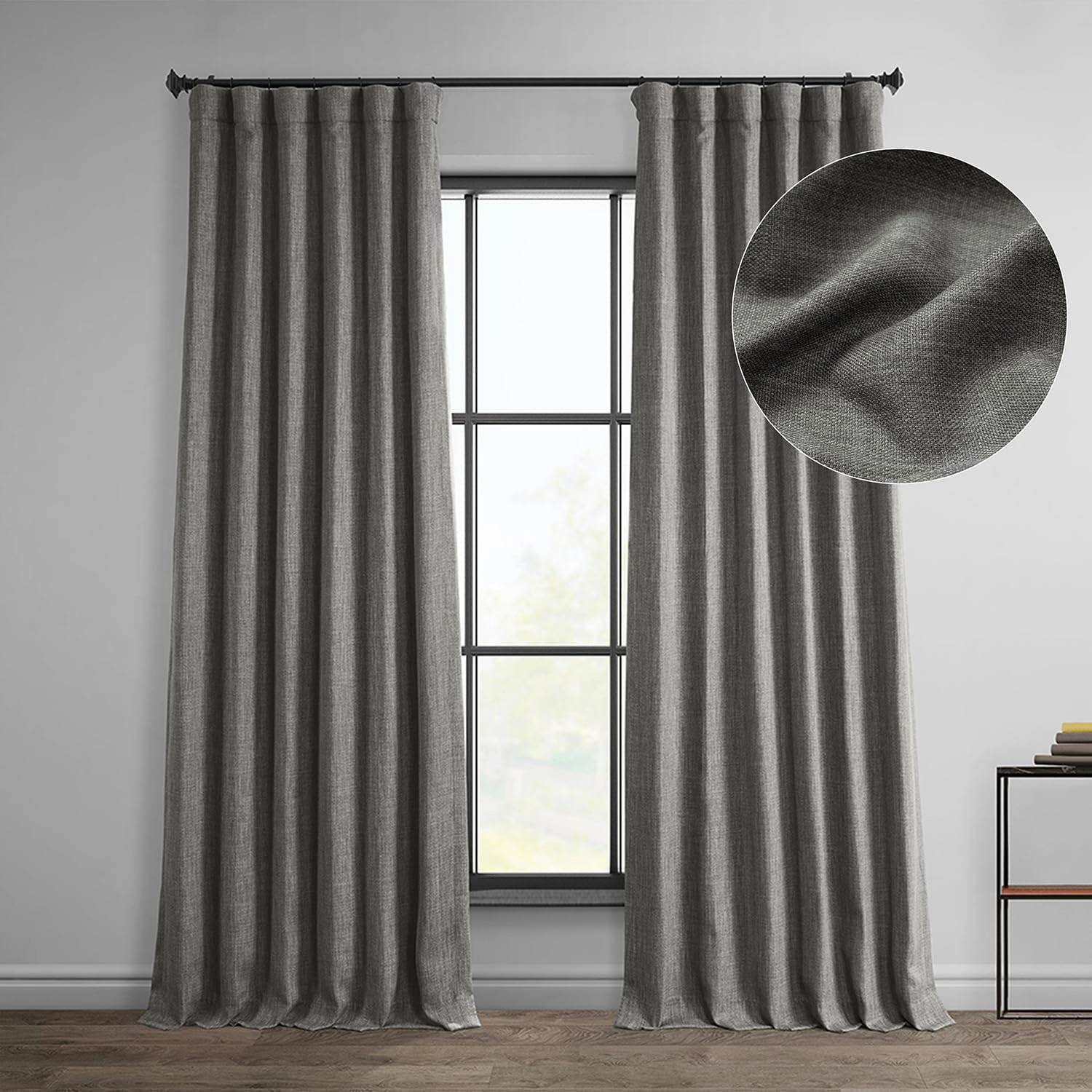 HPD Half Price Drapes - Faux Linen Curtains for Living Room (1 Panel) - 50W X 108L - Textured Room Darkening Curtains for Bedroom 108 Inches Long - Drapes for Home Decor, Blazer Grey