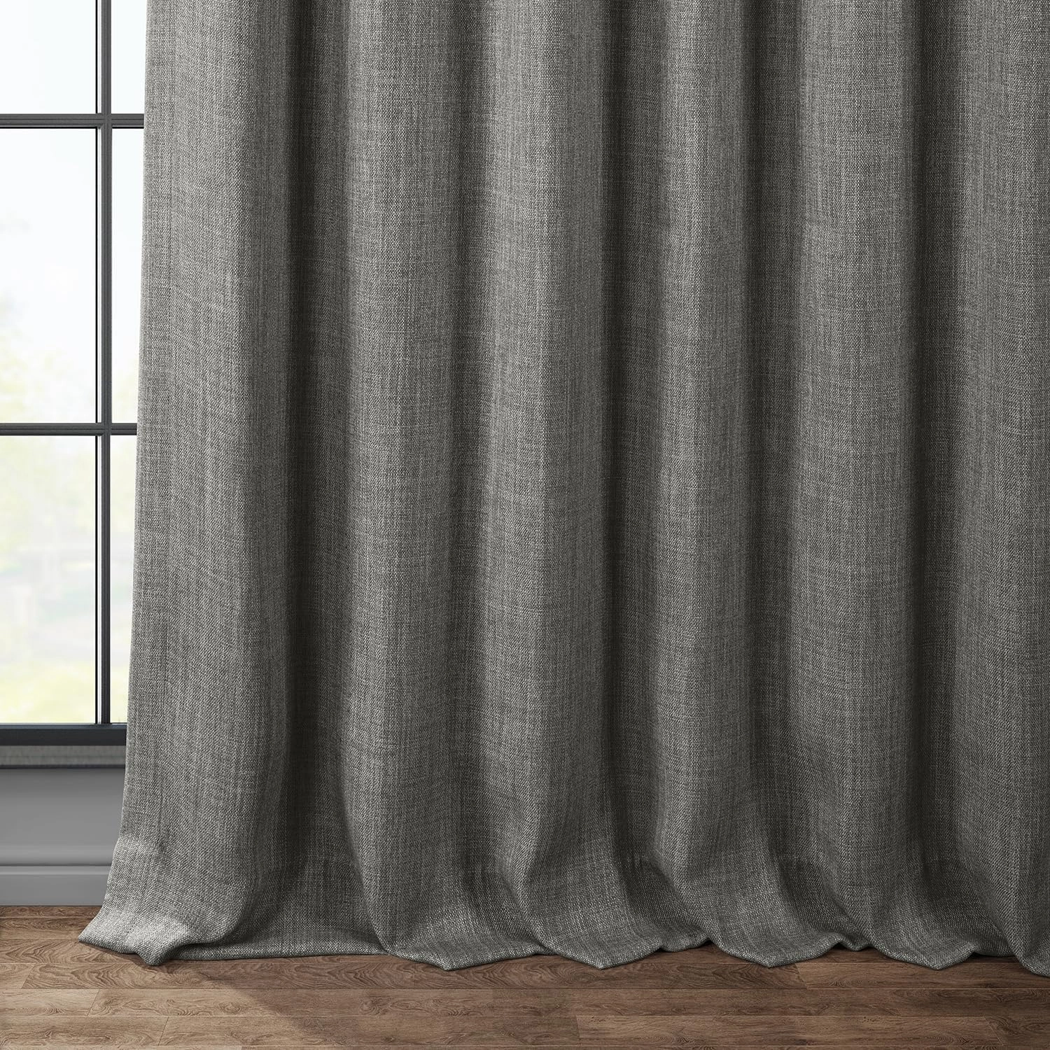 HPD Half Price Drapes - Faux Linen Curtains for Living Room (1 Panel) - 50W X 108L - Textured Room Darkening Curtains for Bedroom 108 Inches Long - Drapes for Home Decor, Blazer Grey