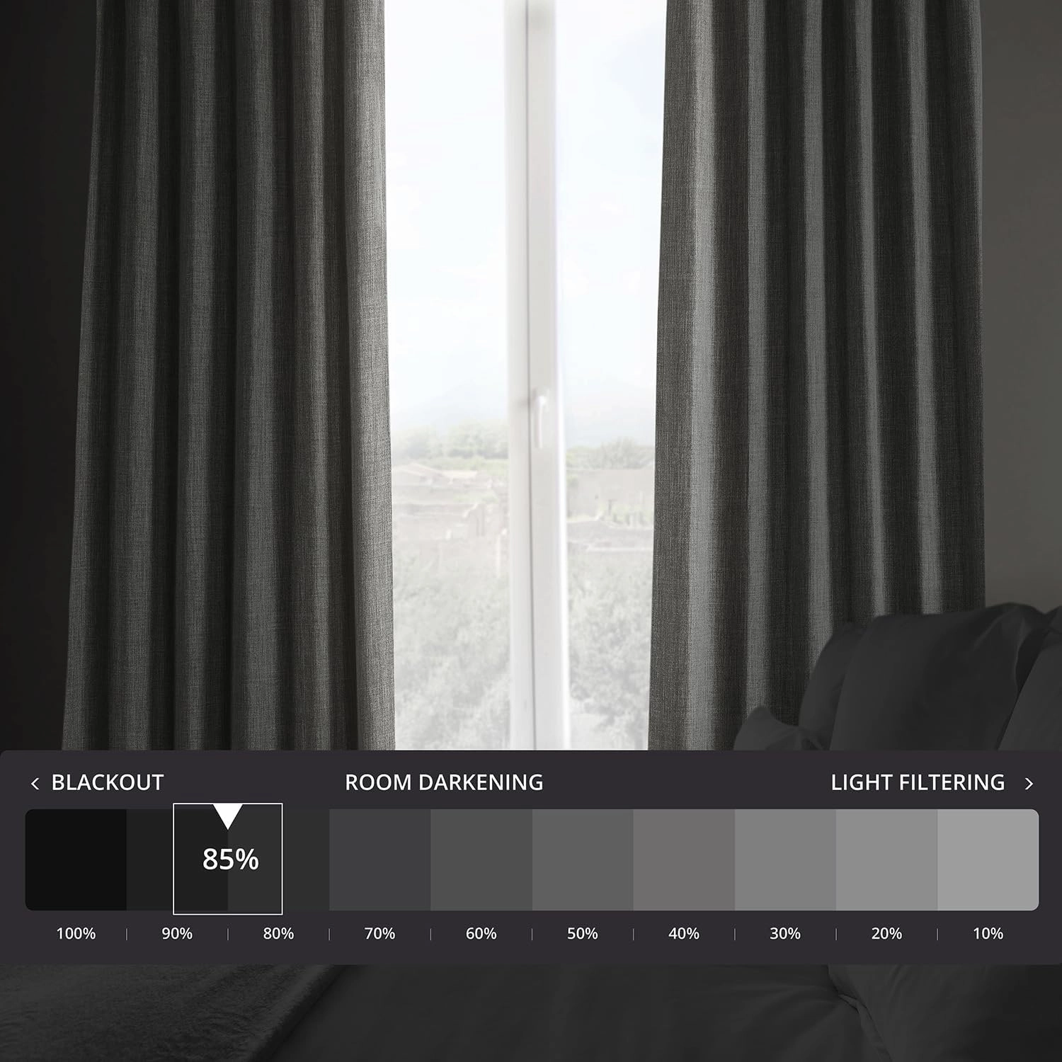 HPD Half Price Drapes - Faux Linen Curtains for Living Room (1 Panel) - 50W X 108L - Textured Room Darkening Curtains for Bedroom 108 Inches Long - Drapes for Home Decor, Blazer Grey