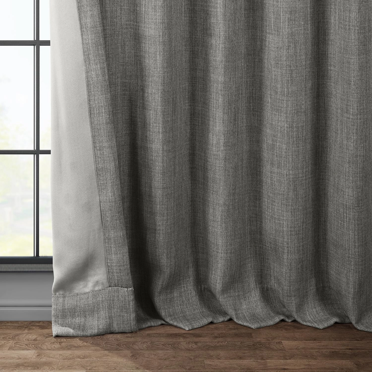 HPD Half Price Drapes - Faux Linen Curtains for Living Room (1 Panel) - 50W X 108L - Textured Room Darkening Curtains for Bedroom 108 Inches Long - Drapes for Home Decor, Blazer Grey