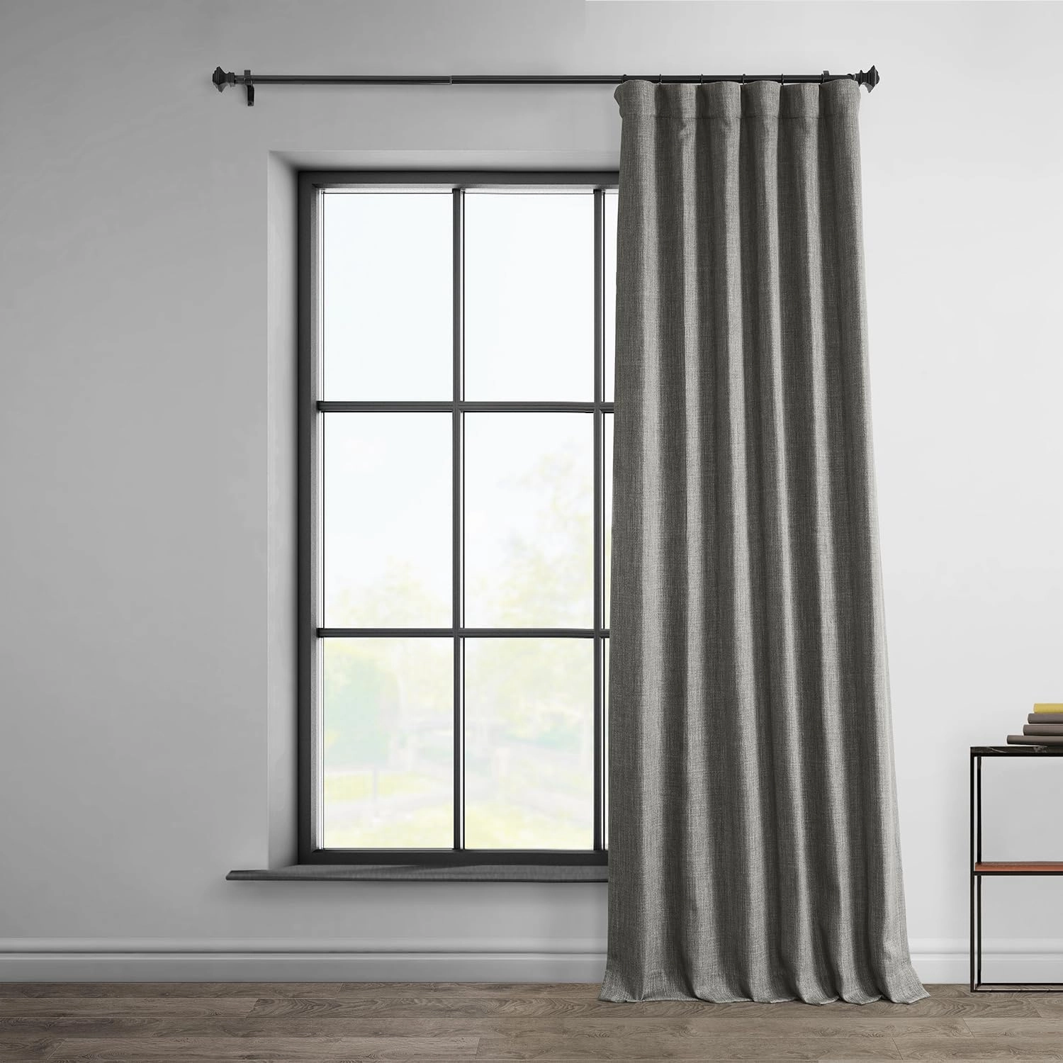 HPD Half Price Drapes - Faux Linen Curtains for Living Room (1 Panel) - 50W X 108L - Textured Room Darkening Curtains for Bedroom 108 Inches Long - Drapes for Home Decor, Blazer Grey