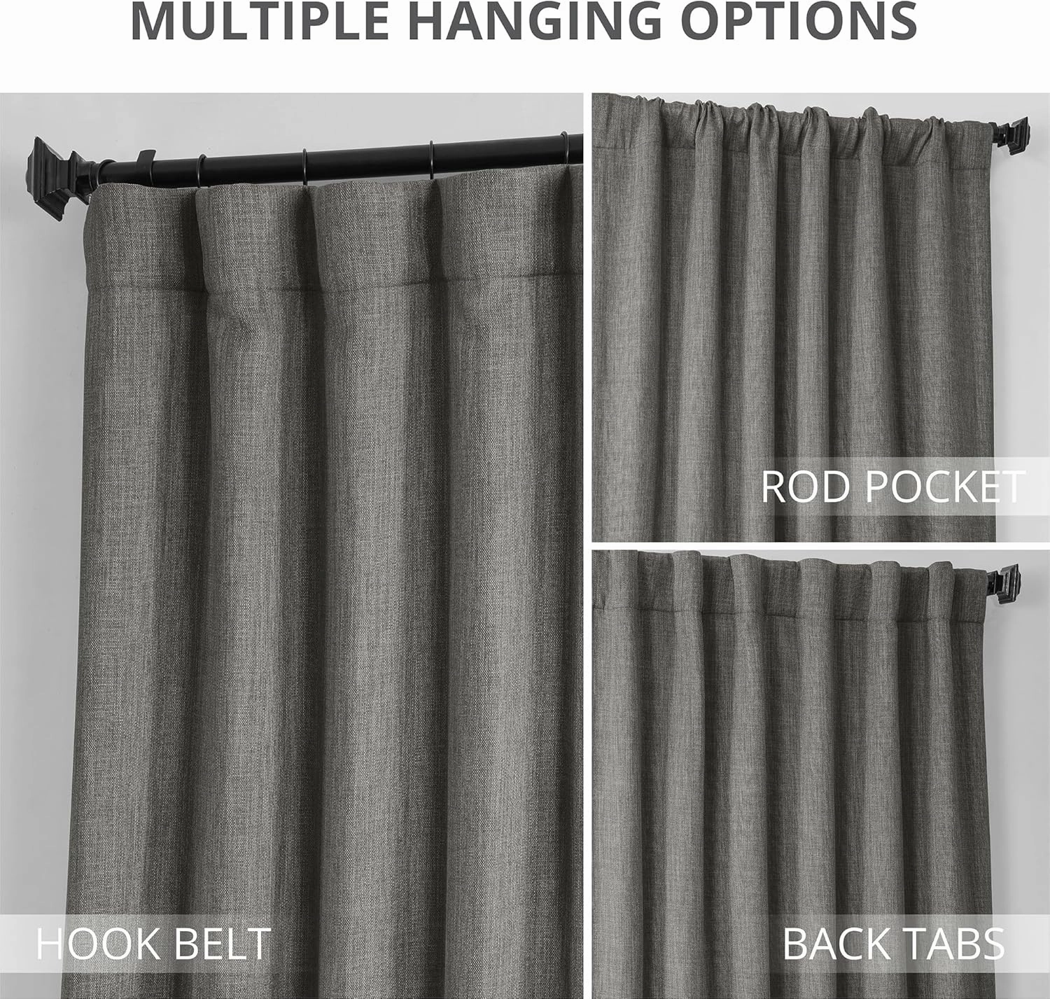 HPD Half Price Drapes - Faux Linen Curtains for Living Room (1 Panel) - 50W X 108L - Textured Room Darkening Curtains for Bedroom 108 Inches Long - Drapes for Home Decor, Blazer Grey