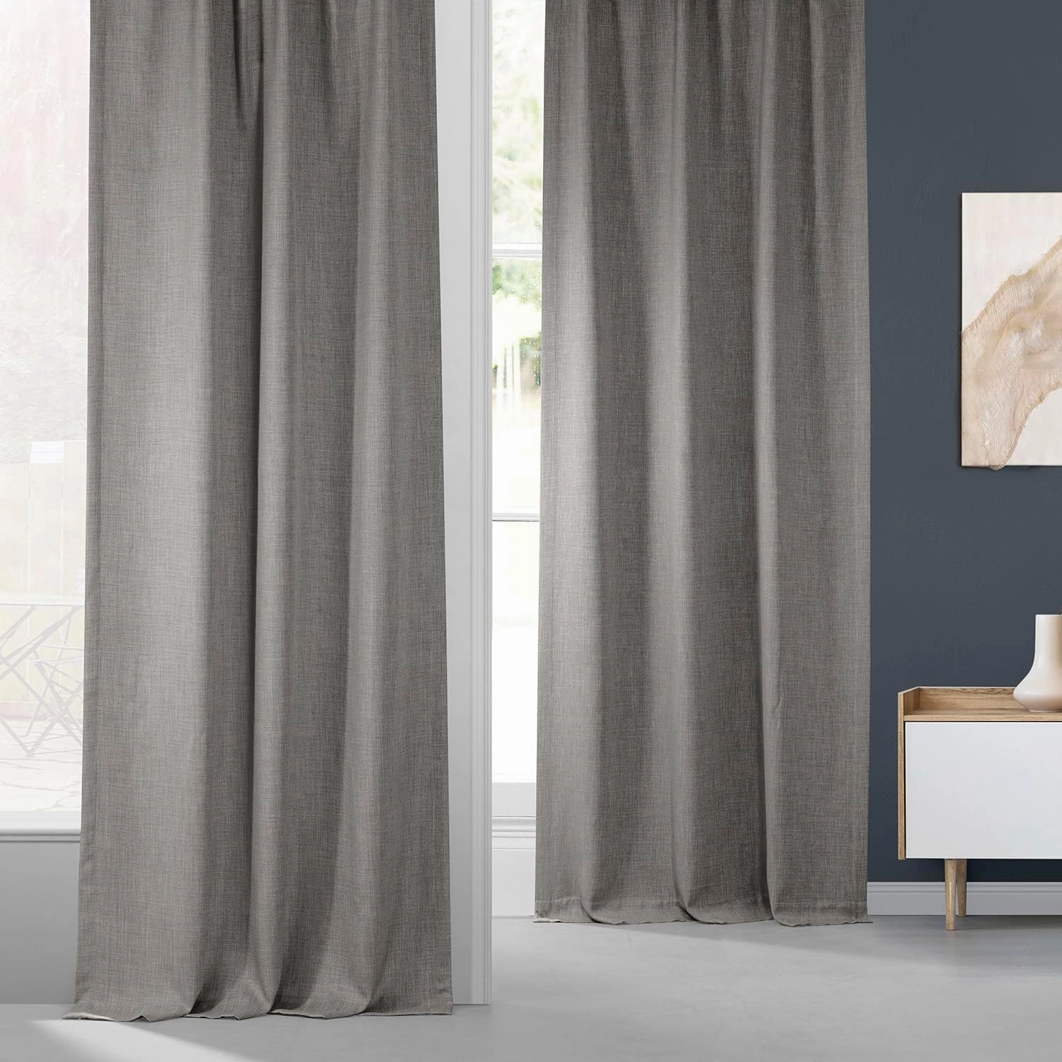 HPD Half Price Drapes - Faux Linen Curtains for Living Room (1 Panel) - 50W X 108L - Textured Room Darkening Curtains for Bedroom 108 Inches Long - Drapes for Home Decor, Clay
