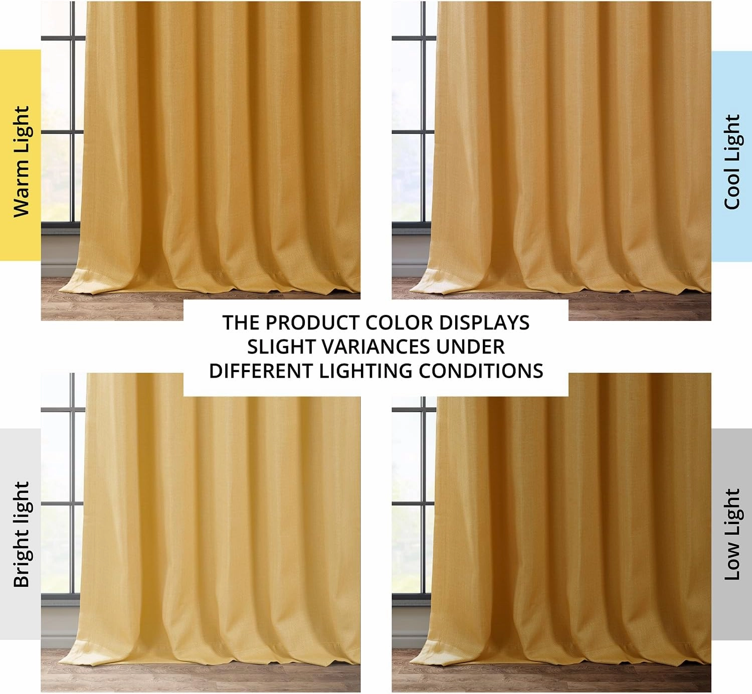 HPD Half Price Drapes - Faux Linen Curtains for Living Room (1 Panel) - 50W X 108L - Textured Room Darkening Curtains for Bedroom 108 Inches Long - Drapes for Home Decor, Dandelion Gold