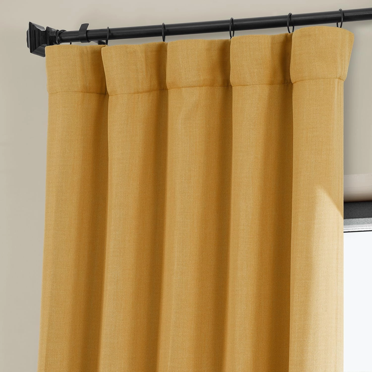 HPD Half Price Drapes - Faux Linen Curtains for Living Room (1 Panel) - 50W X 108L - Textured Room Darkening Curtains for Bedroom 108 Inches Long - Drapes for Home Decor, Dandelion Gold