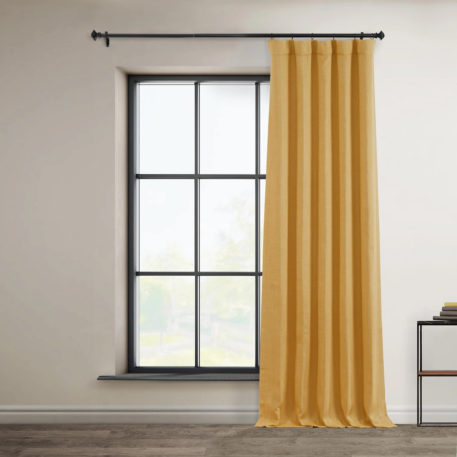 HPD Half Price Drapes - Faux Linen Curtains for Living Room (1 Panel) - 50W X 108L - Textured Room Darkening Curtains for Bedroom 108 Inches Long - Drapes for Home Decor, Dandelion Gold