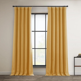HPD Half Price Drapes - Faux Linen Curtains for Living Room (1 Panel) - 50W X 108L - Textured Room Darkening Curtains for Bedroom 108 Inches Long - Drapes for Home Decor, Dandelion Gold