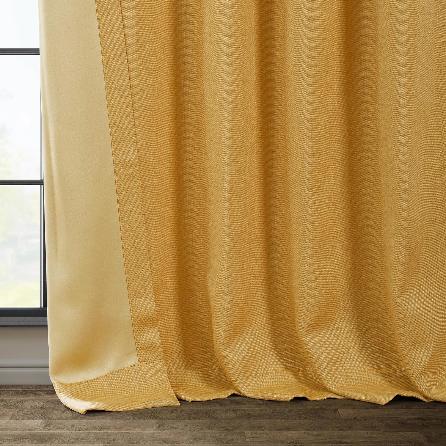 HPD Half Price Drapes - Faux Linen Curtains for Living Room (1 Panel) - 50W X 108L - Textured Room Darkening Curtains for Bedroom 108 Inches Long - Drapes for Home Decor, Dandelion Gold