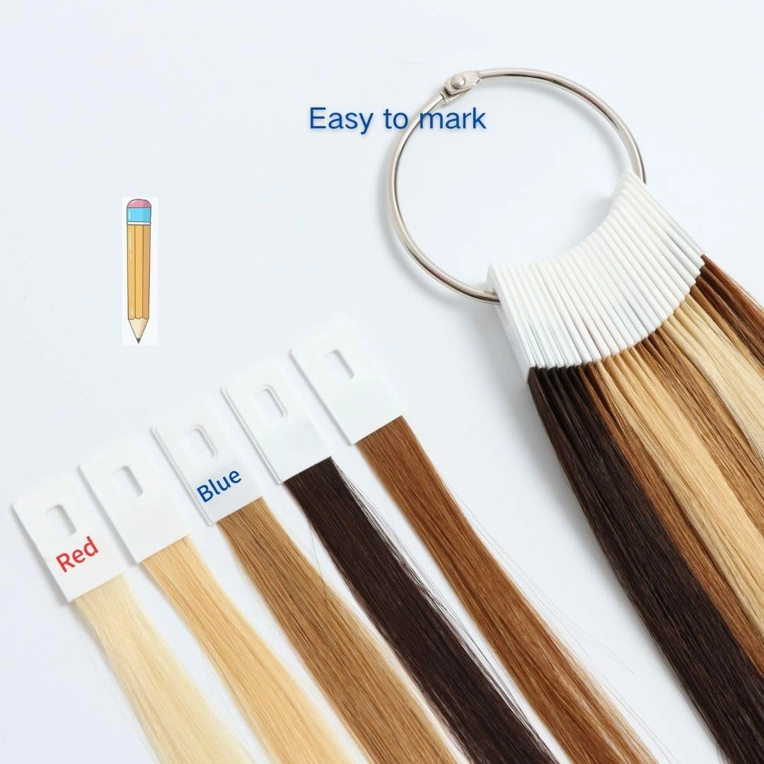 Human Hair Swatches Testing Color 5 Natural Level Shades Samples for Salon Color Rings 30 Pieces 8 Inch