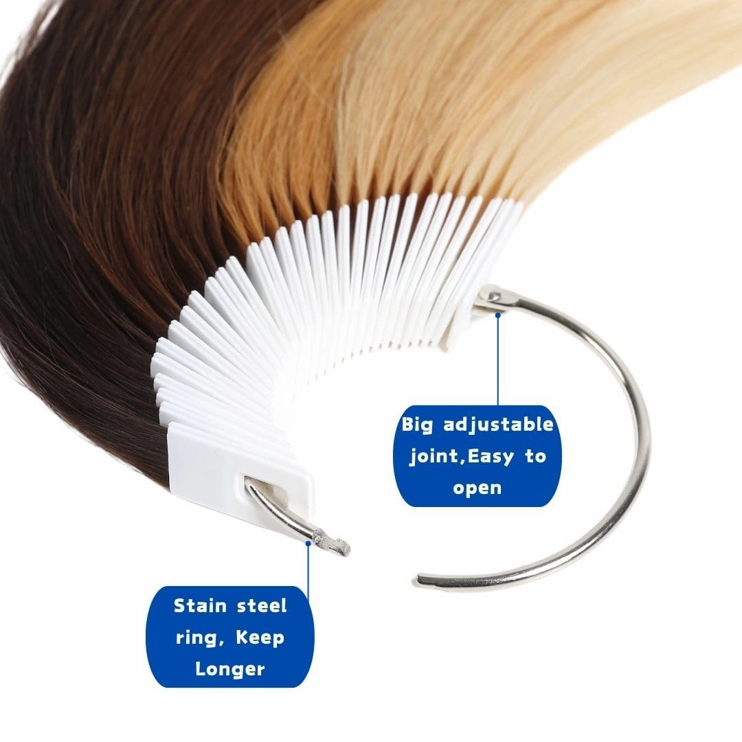Human Hair Swatches Testing Color 5 Natural Level Shades Samples for Salon Color Rings 30 Pieces 8 Inch