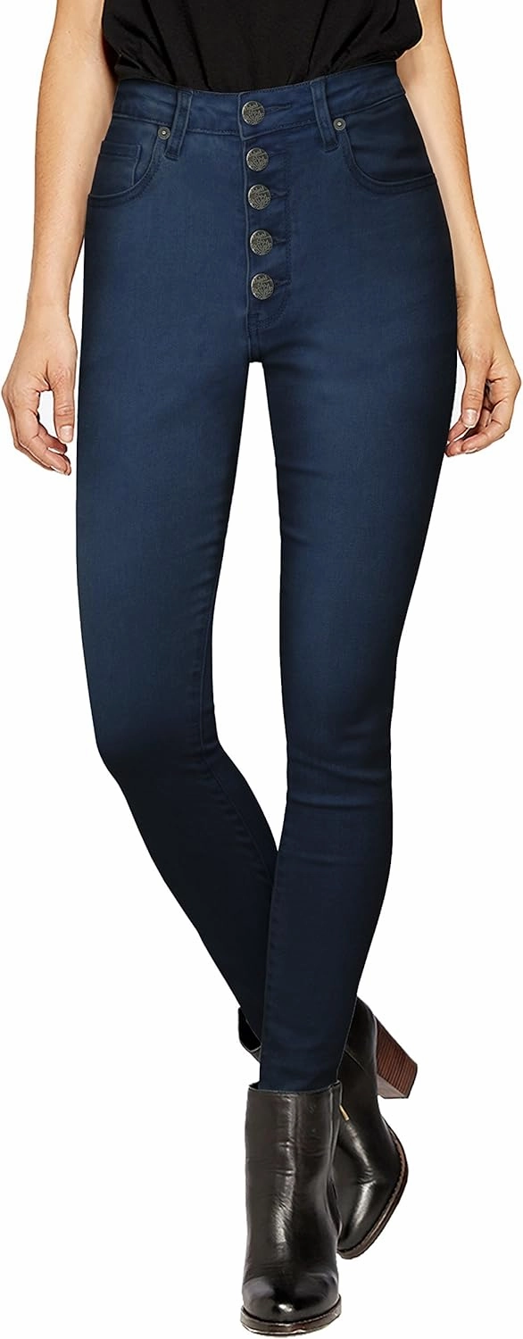 Hybrid & Company Women’s Classic Denim Mid Rise Skinny Jeans Super Stretch Pants