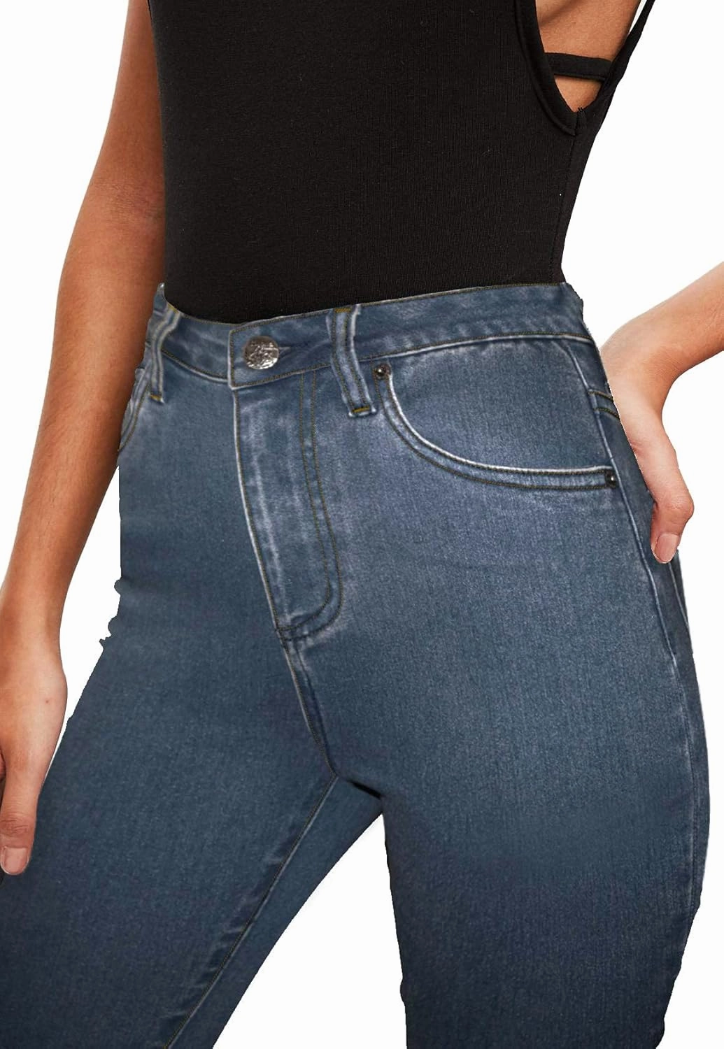 Hybrid & Company Women’s Classic Denim Mid Rise Skinny Jeans Super Stretch Pants