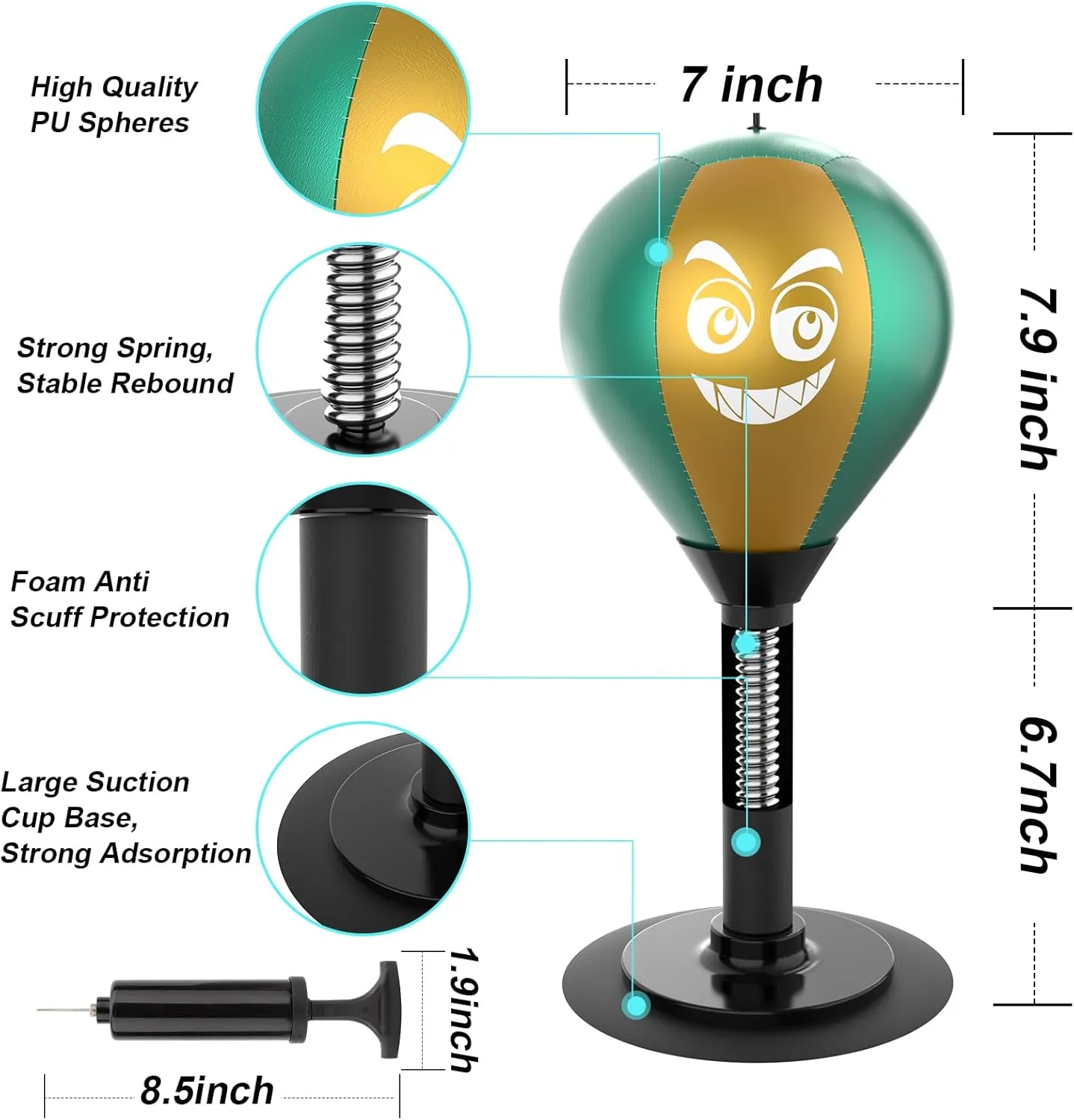 HZG Desktop Punching Bag, Stress Buster with Suction Cup for Office Table and Counters, Heavy Duty Stress Relief Ball, Desk Boxing Punch Ball, Funny Toys for Kids Coworkers and Friends
