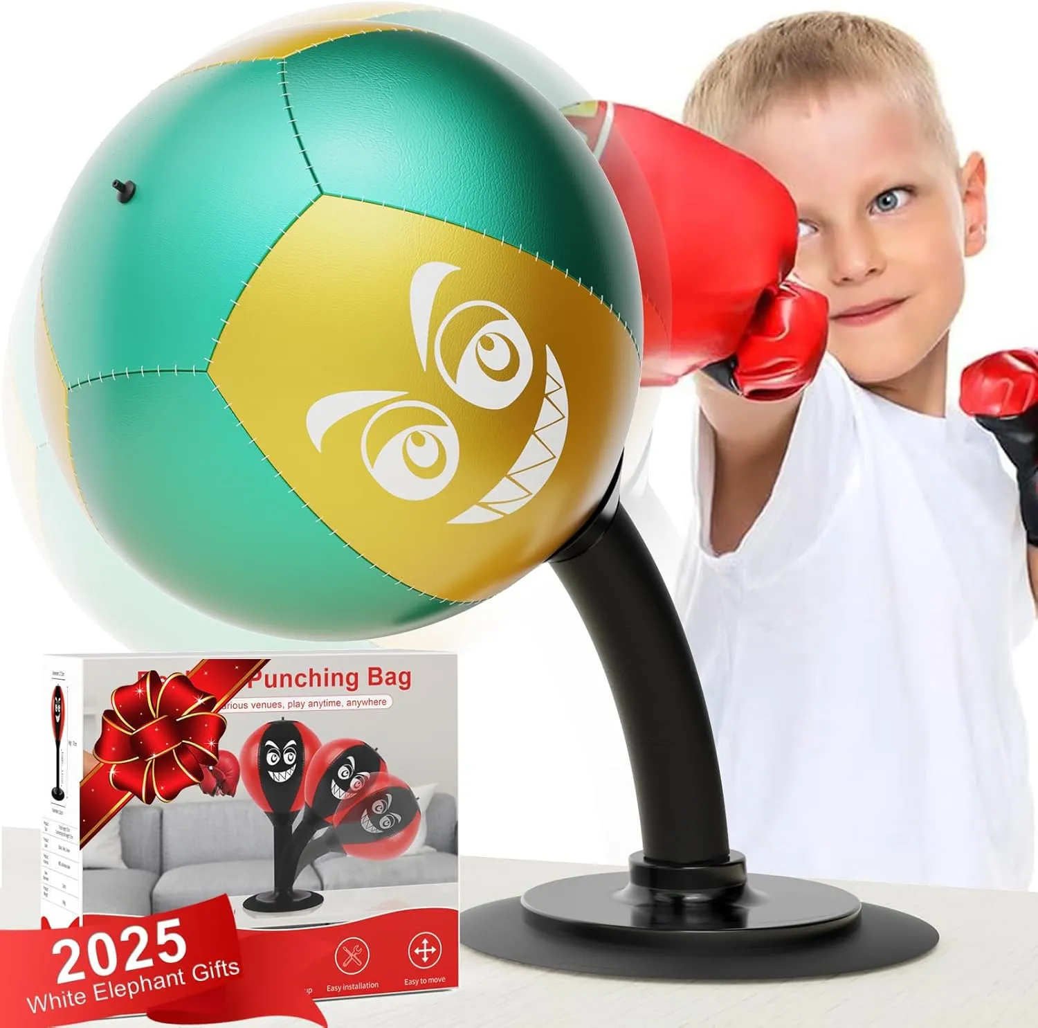HZG Desktop Punching Bag, Stress Buster with Suction Cup for Office Table and Counters, Heavy Duty Stress Relief Ball, Desk Boxing Punch Ball, Funny Toys for Kids Coworkers and Friends