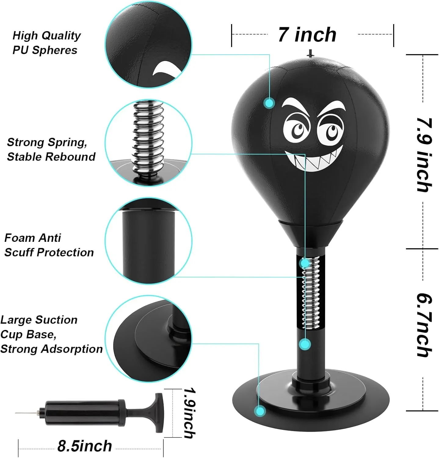 HZG Desktop Punching Bag, Stress Buster with Suction Cup for Office Table and Counters, Heavy Duty Stress Relief Ball, Desk Boxing Punch Ball, Funny Toys for Kids Coworkers and Friends