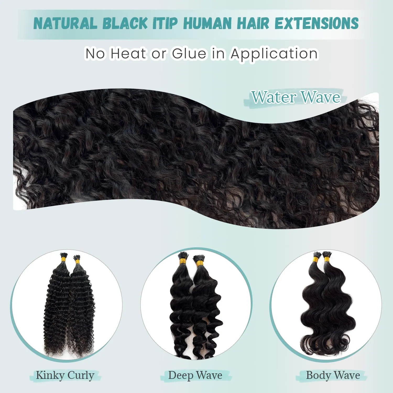 I Tip Hair Extensions Human Hair Deep Wave Curly I Tip Extensions 18 Inch Natural Black Keratin Tip Extensions Real Human Hair 50 Strands 50Grams Deep Curly Microlink with Beads for Black Women