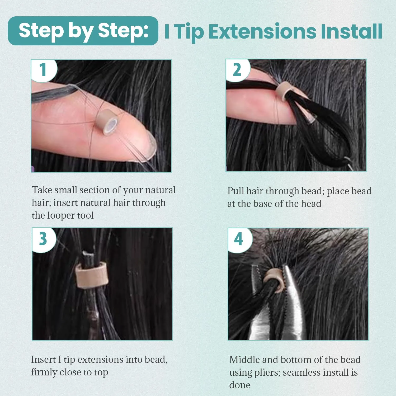 I Tip Hair Extensions Human Hair Deep Wave Curly I Tip Extensions 18 Inch Natural Black Keratin Tip Extensions Real Human Hair 50 Strands 50Grams Deep Curly Microlink with Beads for Black Women