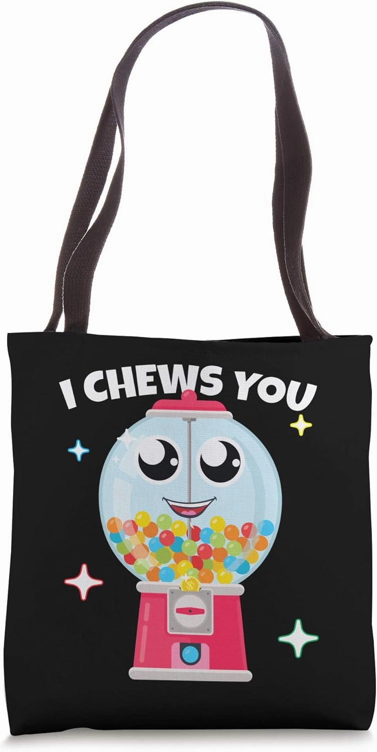 I Chews You Funny Choose Word Play Homophone Bubble Gum Tote Bag
