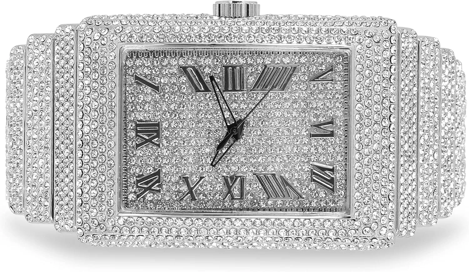 ICE STAR Men's Fully Iced Out Rectangle Watch, 40mm Case