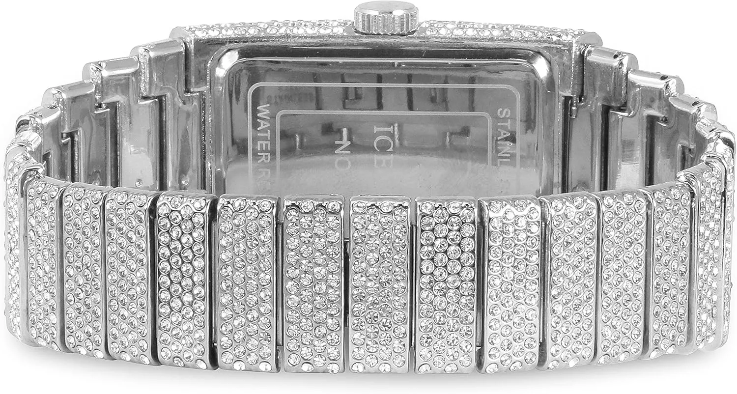 ICE STAR Men's Fully Iced Out Rectangle Watch, 40mm Case