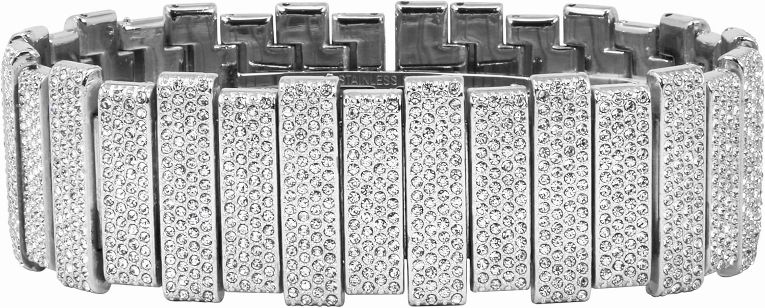 ICE STAR Men's 40mm Fully Iced Out Watch & Bracelet Set, Rectangle Case