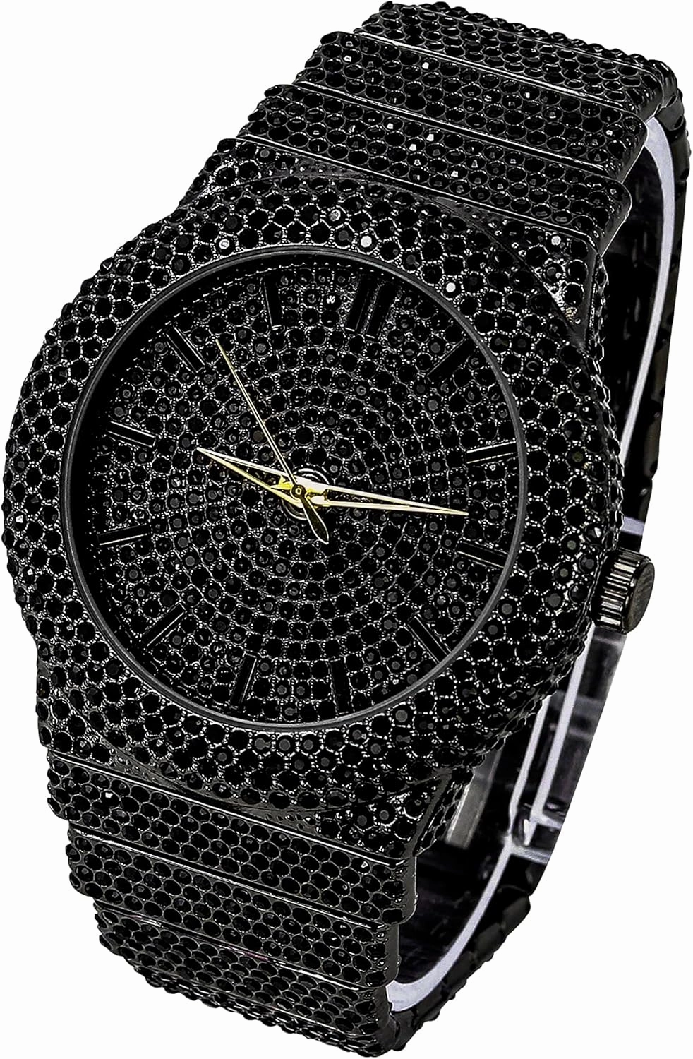 ICE STAR Men's 46mm Fully Iced Out Diamond Watch & Bracelet Set